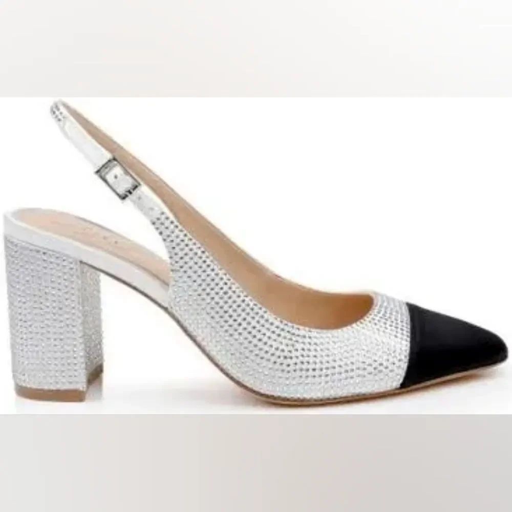 Badgley Mischka Ivory and Black Block Heels - Picture 3 of 4